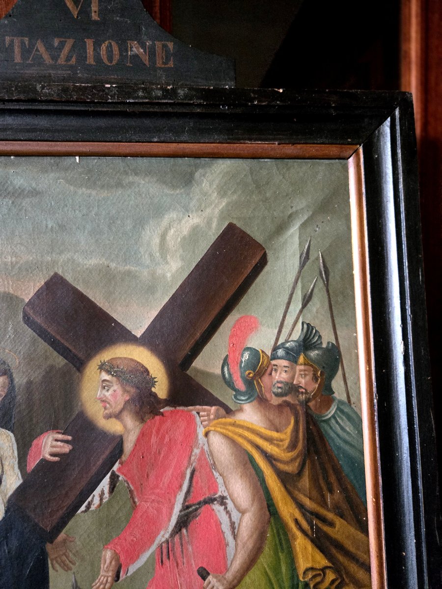 Chemin de Croix – Huile sur toile – Fin XVIIIe / Début XIXe siècle -photo-3