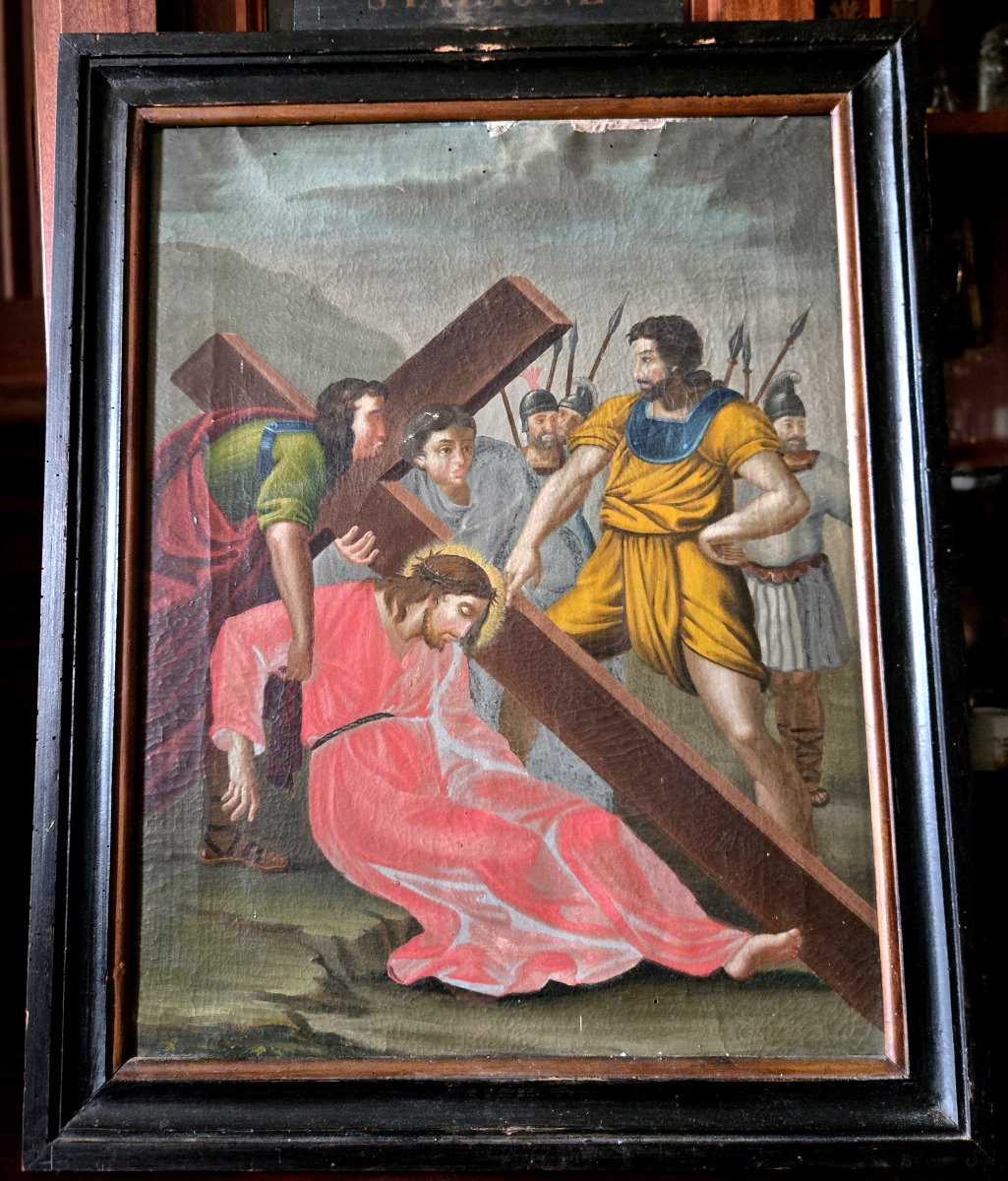 Chemin de Croix – Huile sur toile – Fin XVIIIe / Début XIXe siècle (B) -photo-1