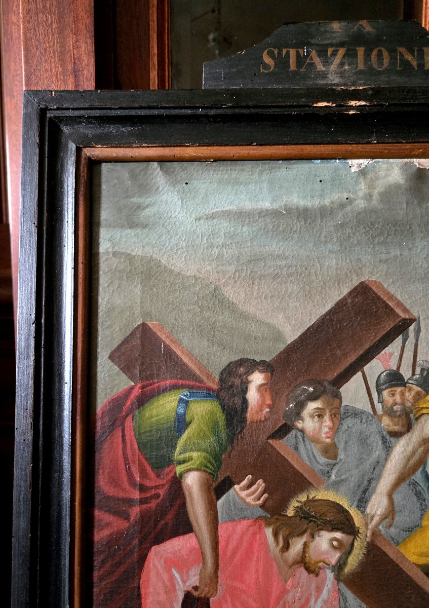 Chemin de Croix – Huile sur toile – Fin XVIIIe / Début XIXe siècle (B) -photo-3