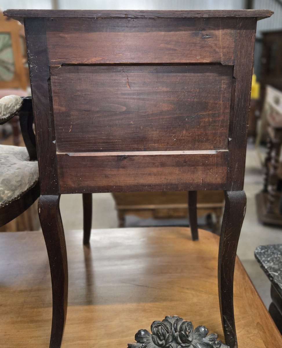 Petite commode / chiffonnier / chevet ancien 3 tiroirs / style Louis XV / chene massif -photo-1
