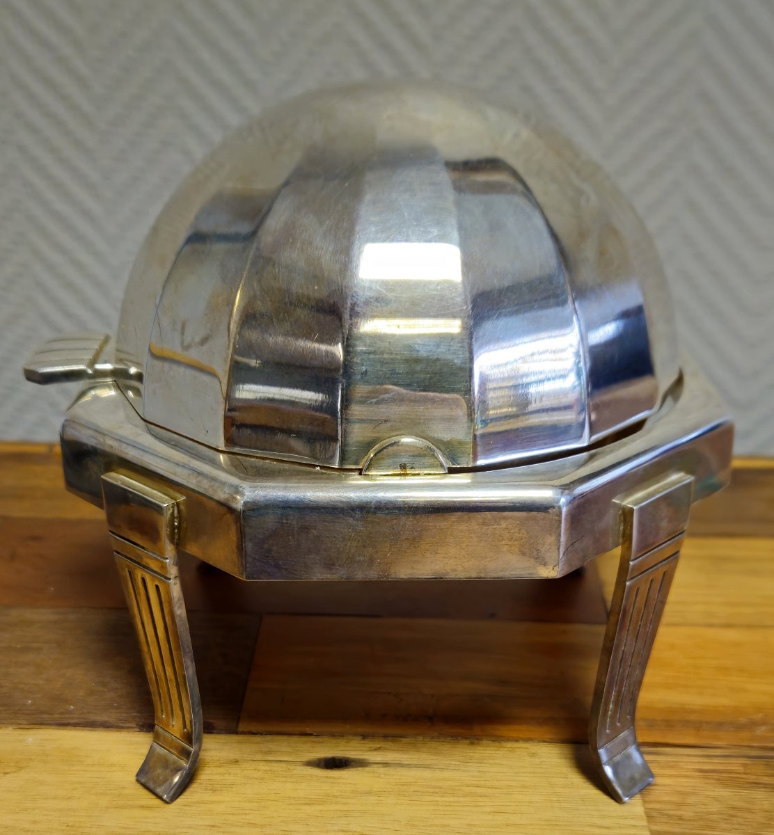 Coupe a caviar époque Art Déco en métal argenté et verrerie – Années 1930 -photo-5