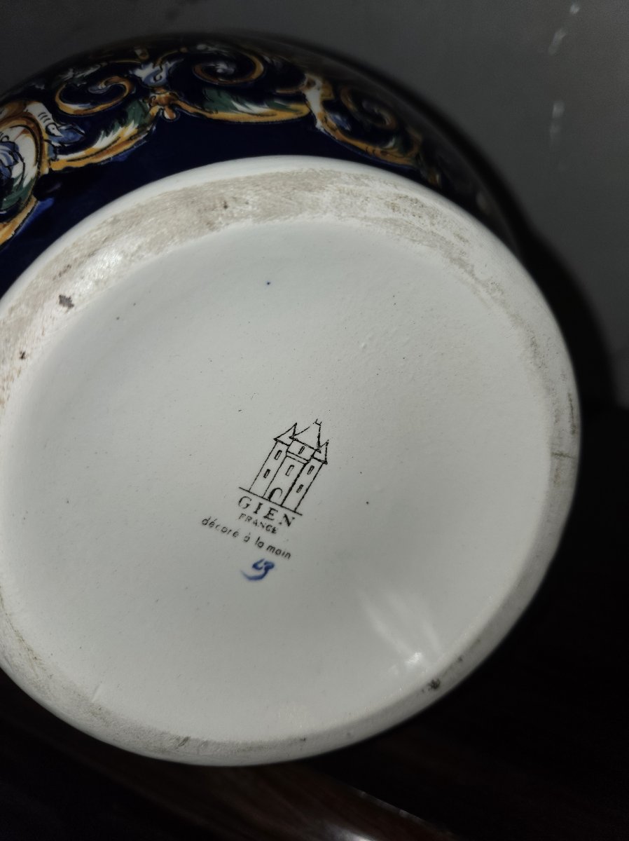 Large Decorative Earthenware Ewer/pitcher – Gien France-photo-6