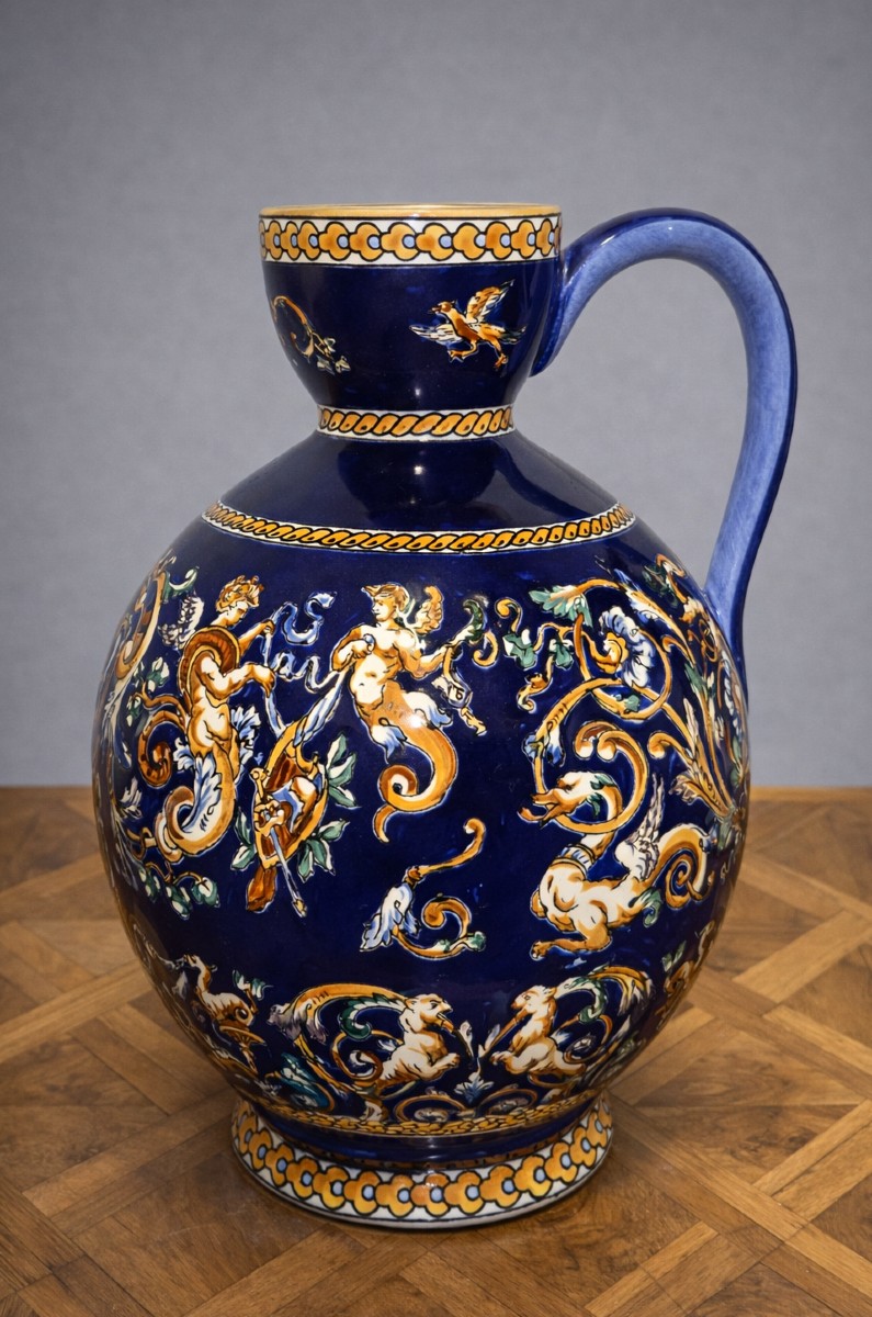 Large Decorative Earthenware Ewer/pitcher – Gien France