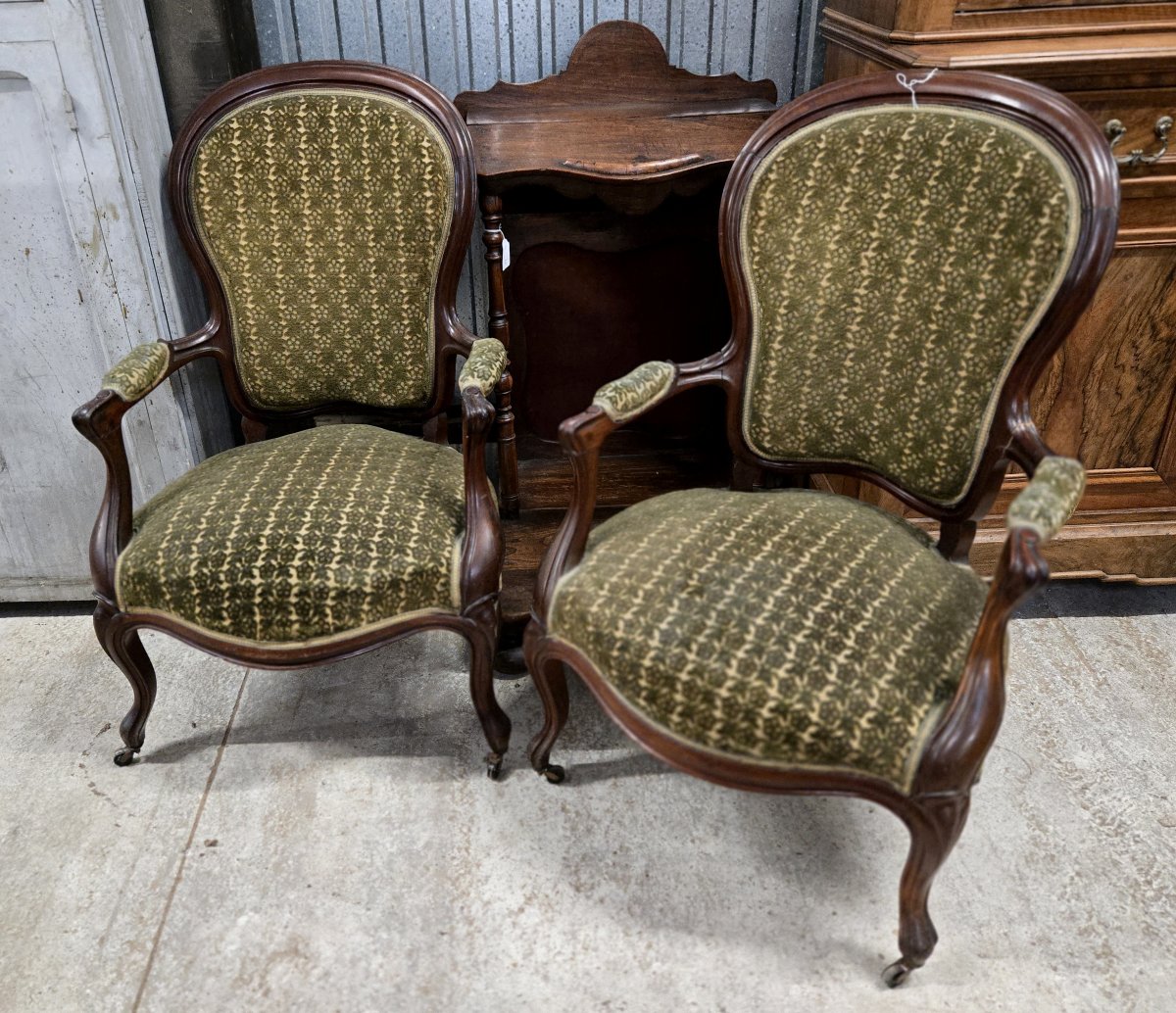 Paire de fauteuils cabriolet anciens – Style Louis-Philippe – XIXe siècle -photo-1
