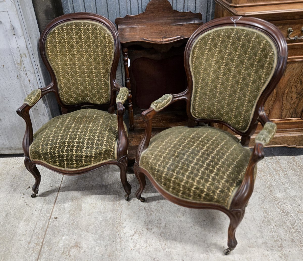 Paire de fauteuils cabriolet anciens – Style Louis-Philippe – XIXe siècle -photo-2