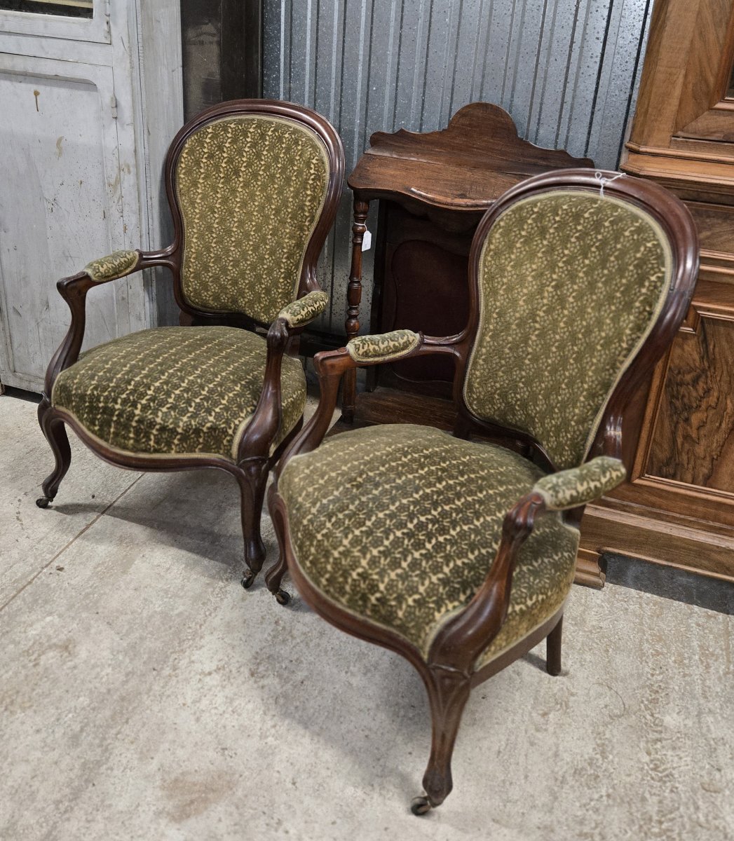 Paire de fauteuils cabriolet anciens – Style Louis-Philippe – XIXe siècle -photo-3