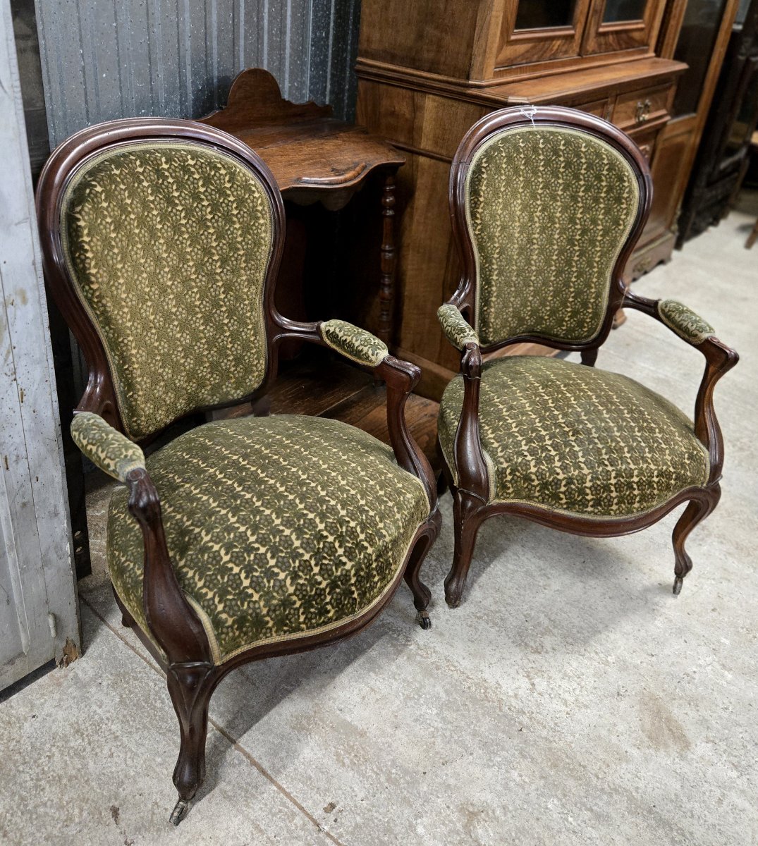 Paire de fauteuils cabriolet anciens – Style Louis-Philippe – XIXe siècle -photo-4