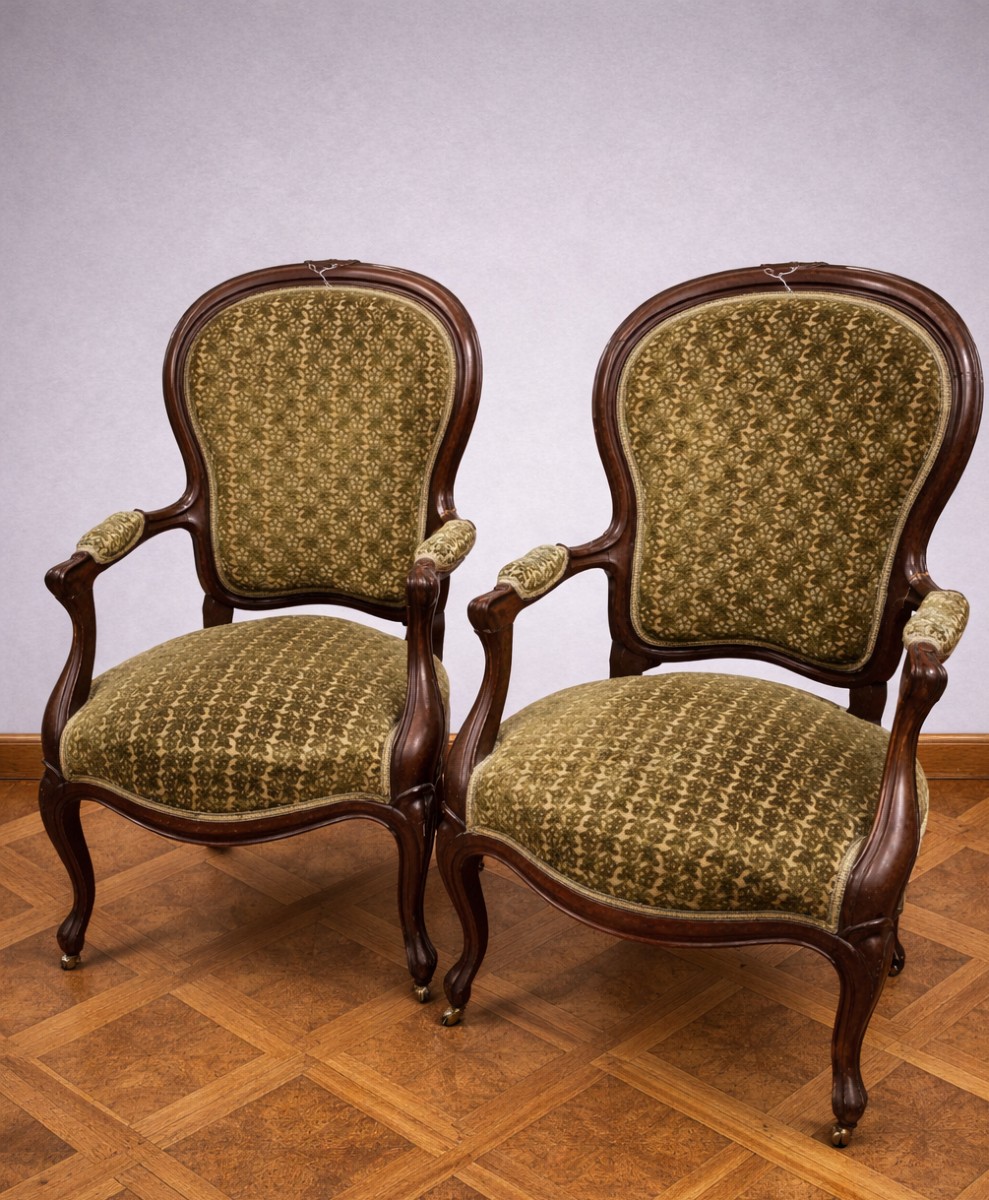 Paire de fauteuils cabriolet anciens – Style Louis-Philippe – XIXe siècle 