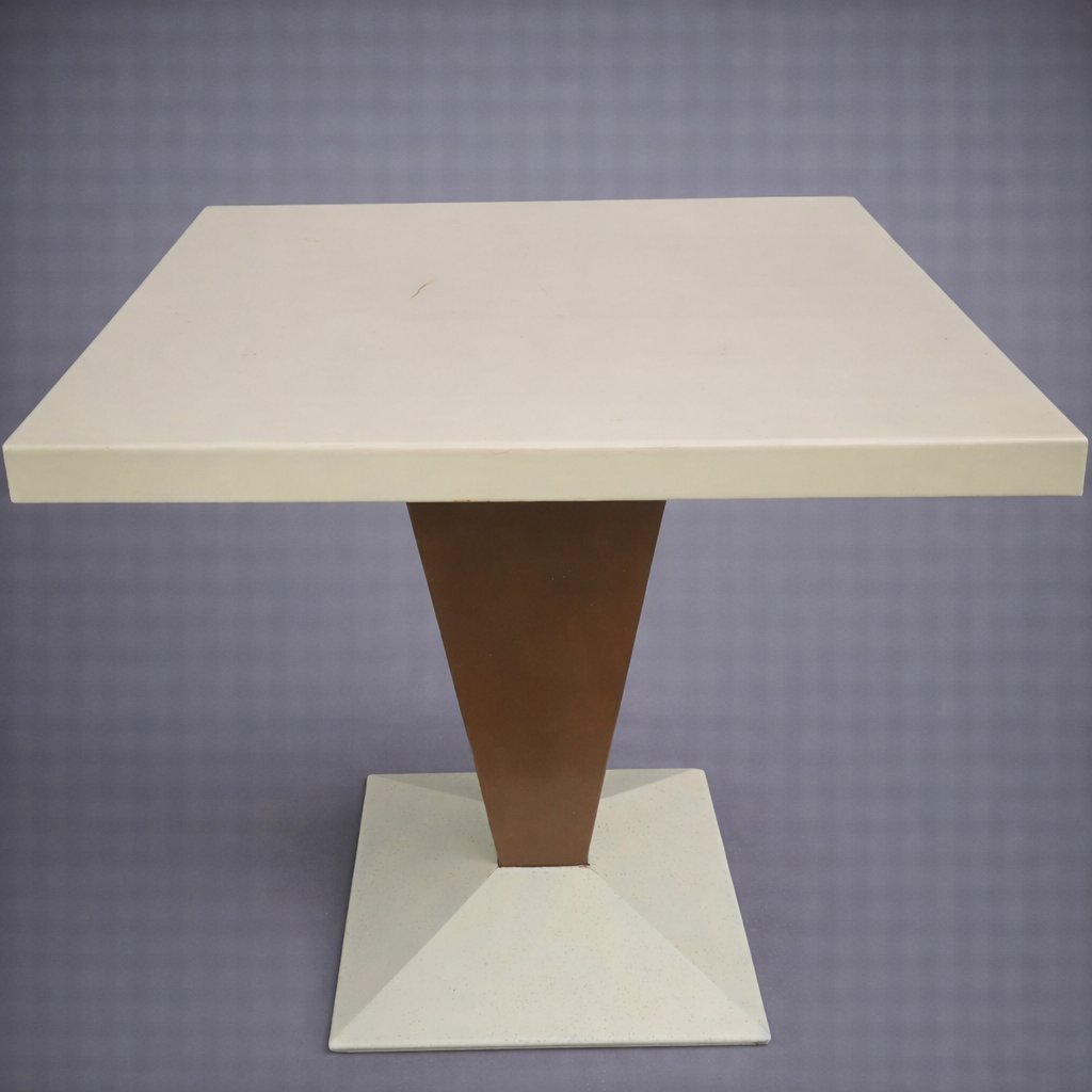 Tolix Iron Table / Central Pedestal Design – 80 X 80 X 80 Cm / 20th Century -photo-2