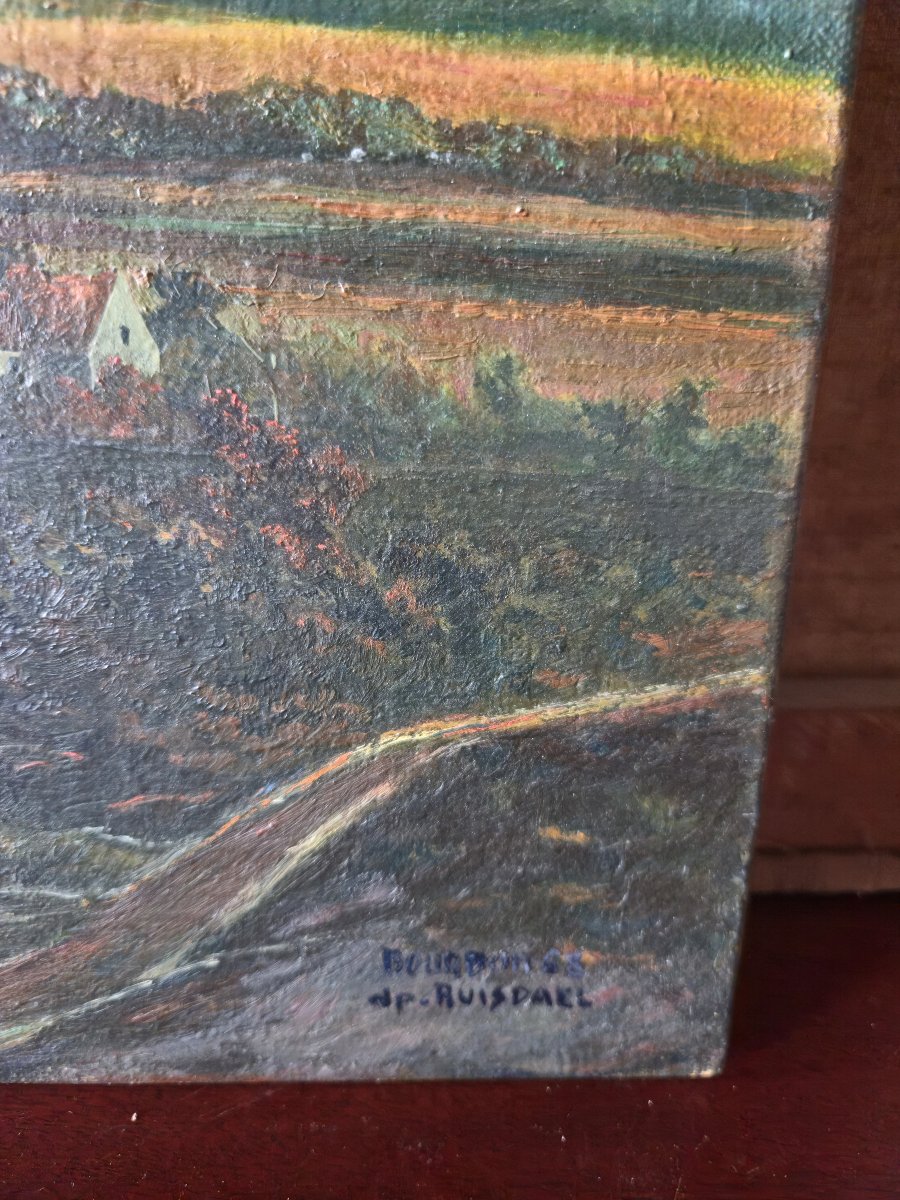 Huile sur toile – Paysage Hollandais animé dans le goût de Ruisdael - XXeme-photo-6