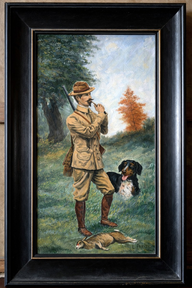 Huile sur toile – Scène de chasse – Signée L. PARIZE - début XXeme 