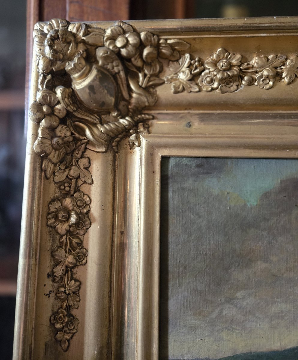 Oil On Canvas – Pointing Dog In A Landscape – French School, 19th Century-photo-4