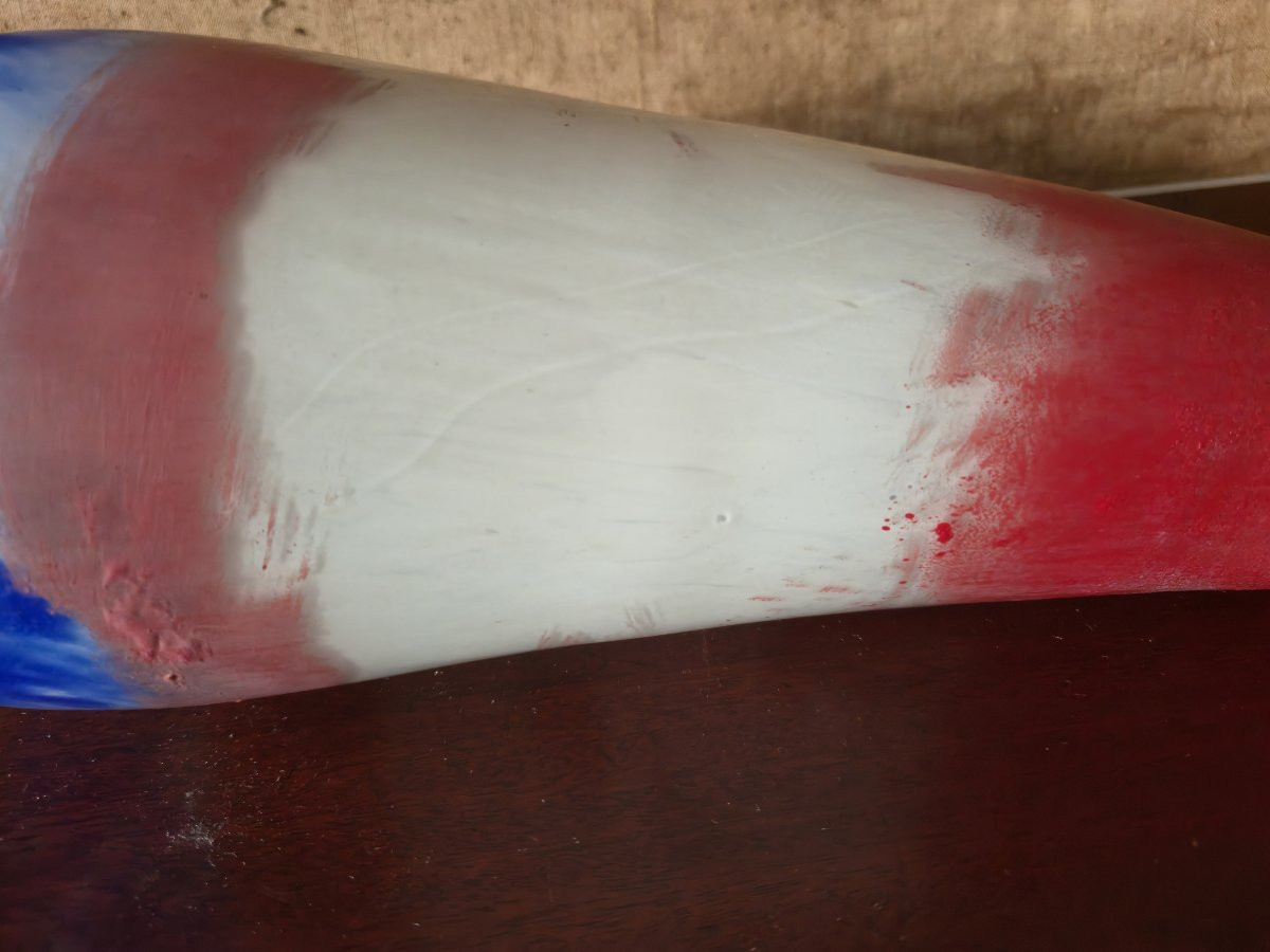 Pair Of Large, Fan-shaped Vases In Blown Glass – Tricolour Decoration – L 56 Cm -photo-3