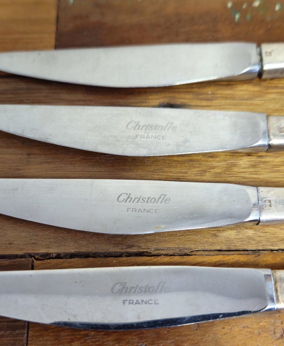 Christofle – France :  4 couteaux de table / et une pince -photo-7
