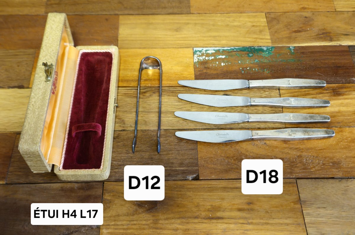 Christofle – France :  4 couteaux de table / et une pince -photo-8