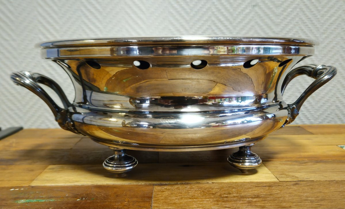 Chauffe plat Christofle – Métal argenté – 2 anses – Avec doublure intérieure -photo-1