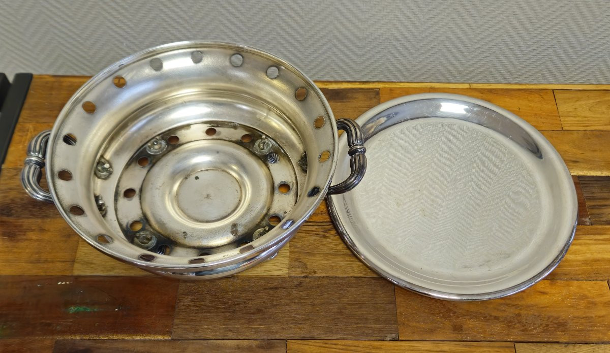 Chauffe plat Christofle – Métal argenté – 2 anses – Avec doublure intérieure -photo-4