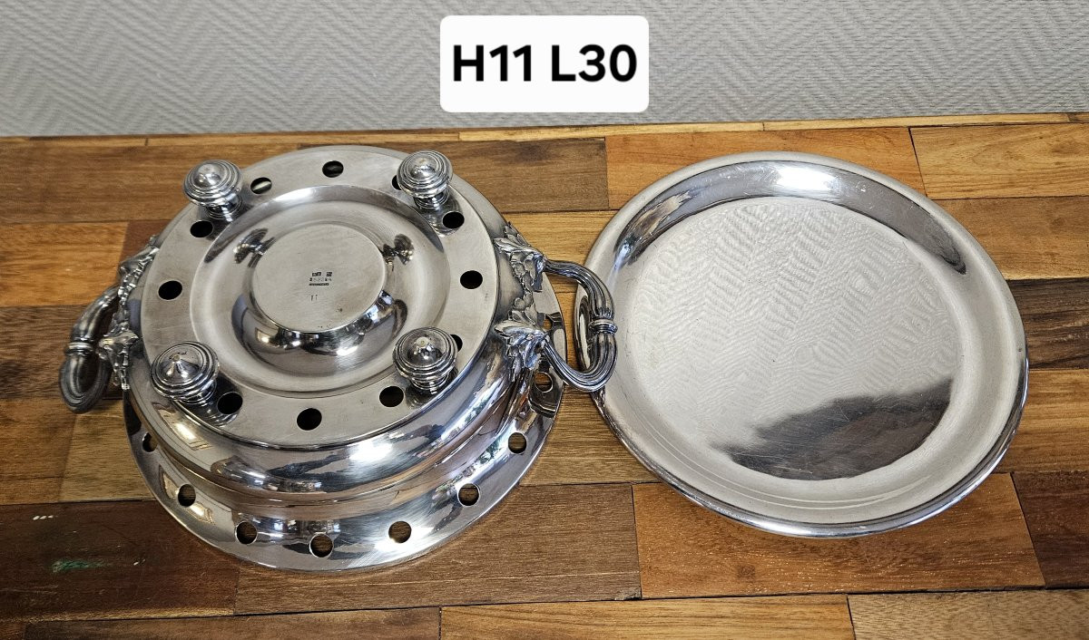 Chauffe plat Christofle – Métal argenté – 2 anses – Avec doublure intérieure -photo-8