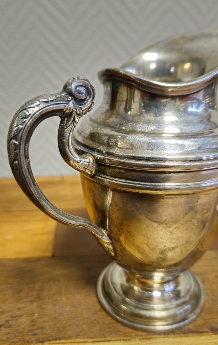 Service sucrier et pot à lait ancien en métal argenté – Style Empire / Louis XVI -photo-6