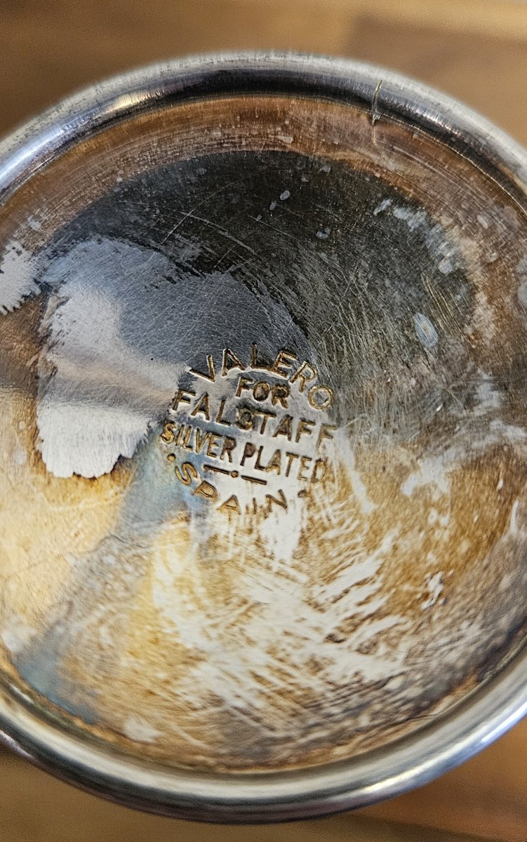 Set Of 3 Silver-plated Metal Pieces – Cup, Vase & Tumbler – Valero For Falstaff –-photo-7