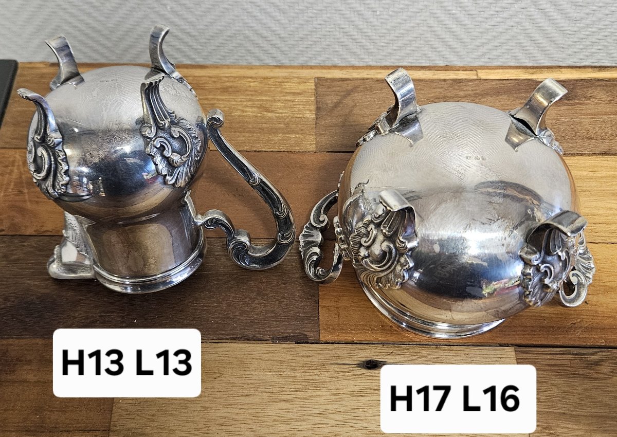 Antique Silver-plated Sugar Service – Louis XV Rococo Style – Sugar Bowl + Milk Jug -photo-8