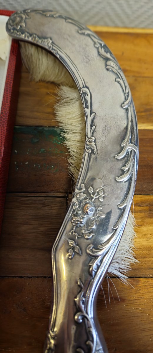 Nécessaire de table ancien en métal argenté – Pelle & balayette – Style Louis XV – -photo-7