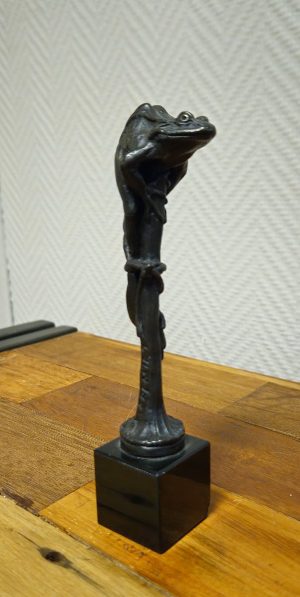 Patinated Bronze Sculpture By Emmanuel Fremiet: The Frog  -photo-2