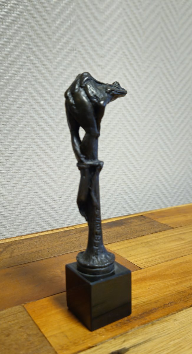 Patinated Bronze Sculpture By Emmanuel Fremiet: The Frog  -photo-3