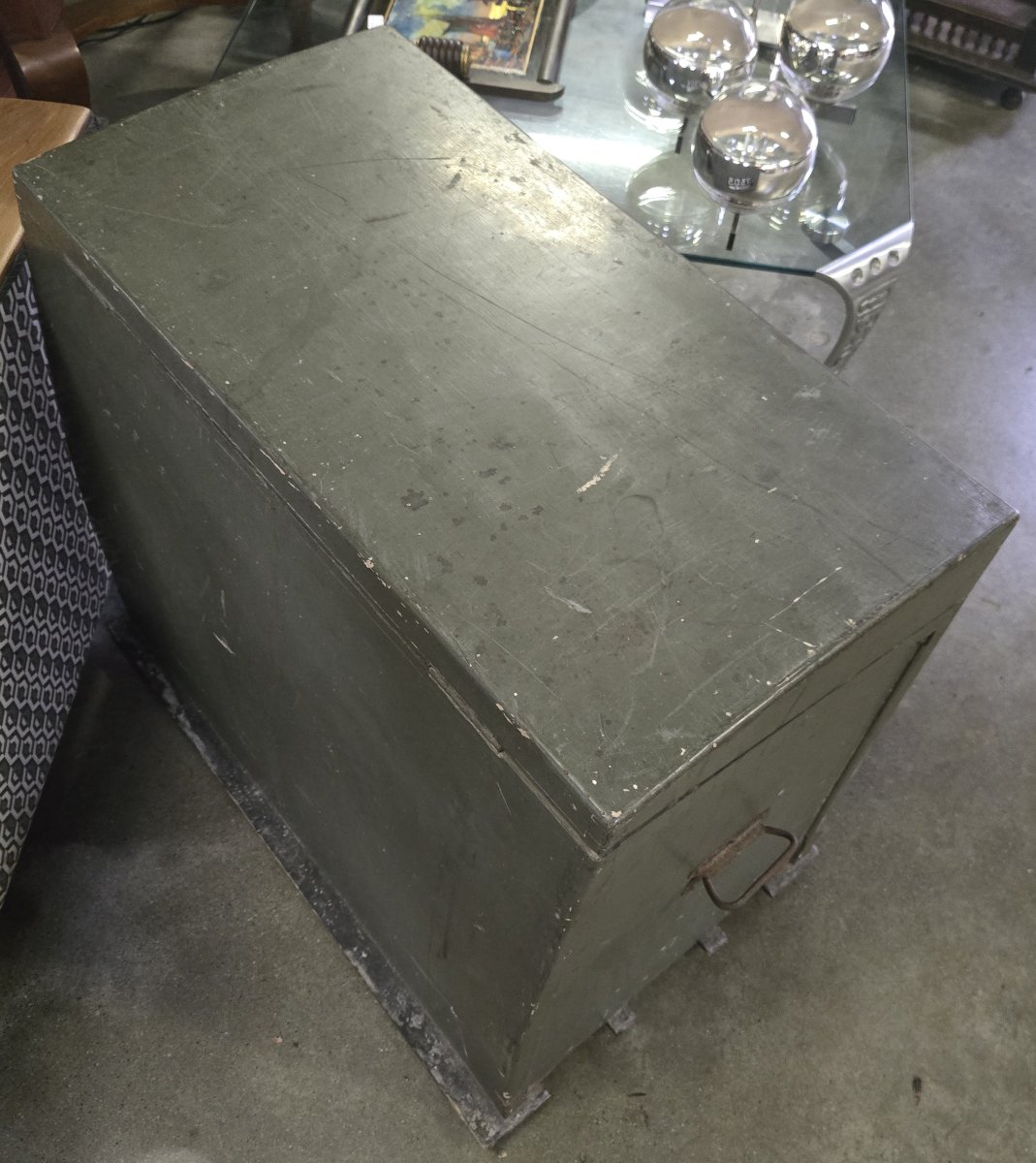 Rare Malle coffre de voiture ancienne en bois laqué – Années 1930-1950-photo-5