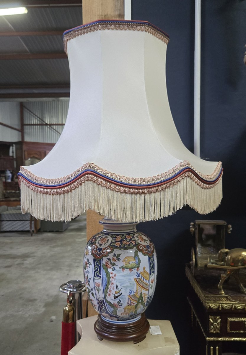 Grande lampe en céramique décorée – style oriental – H 75 cm -photo-1