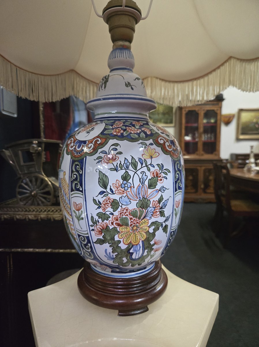 Grande lampe en céramique décorée – style oriental – H 75 cm -photo-3