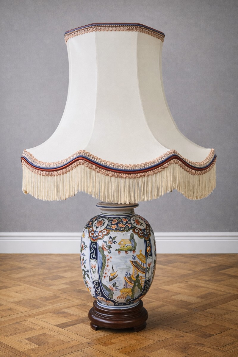 Grande lampe en céramique décorée – style oriental – H 75 cm 