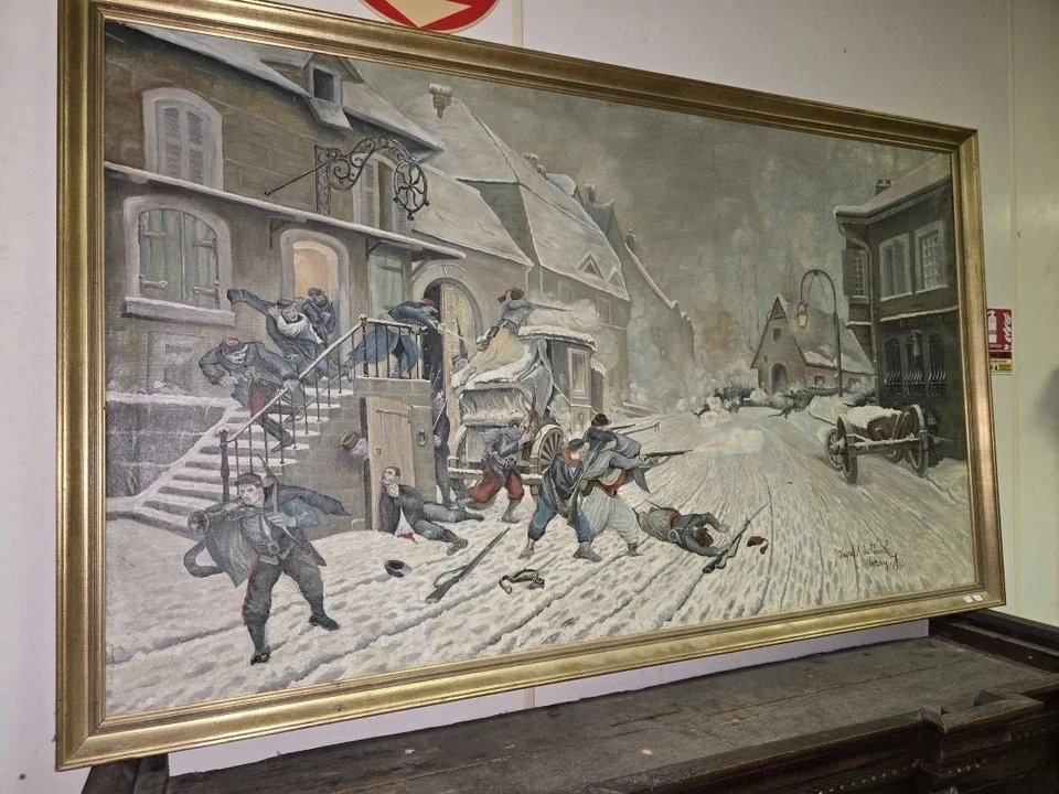 D’après Alphonse de Neuville par J. Véray – "L’Attaque à l’aube" (1870) / huile sur toile-photo-1