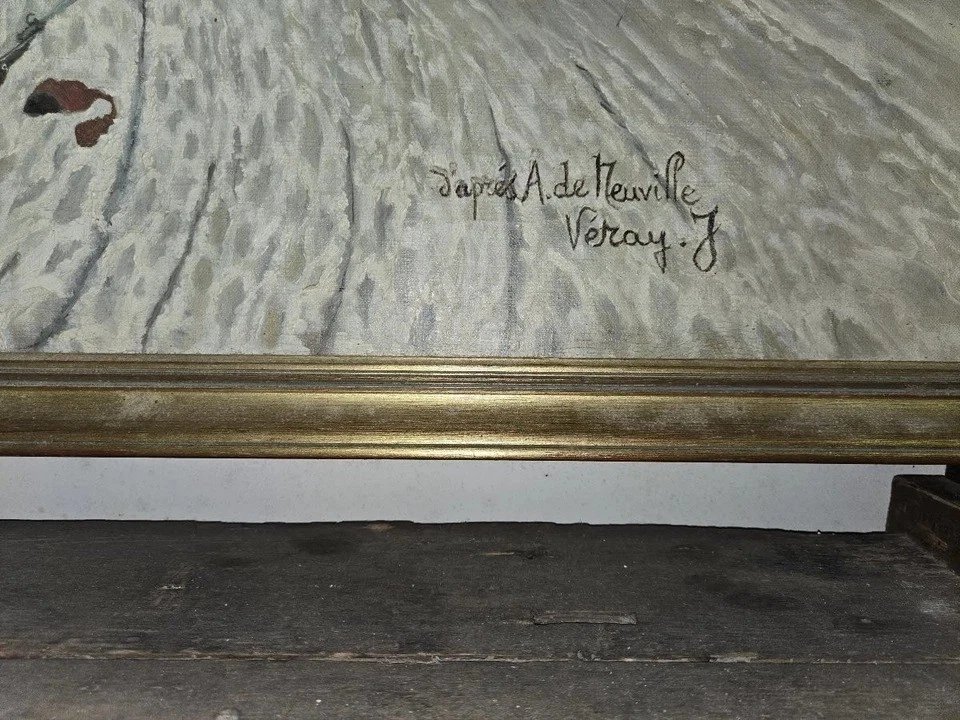 D’après Alphonse de Neuville par J. Véray – "L’Attaque à l’aube" (1870) / huile sur toile-photo-2