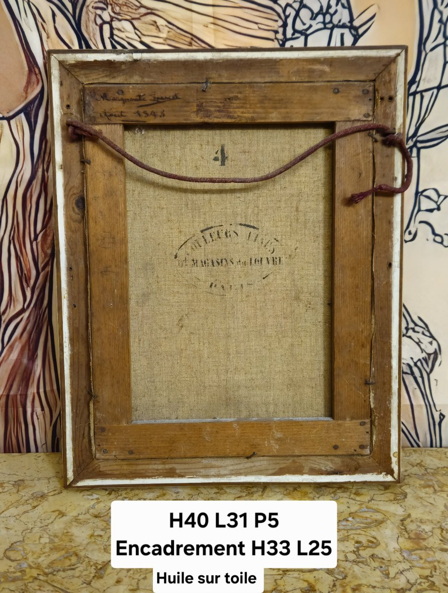 French School, 19th Century (dated 1893). In Its Original Gilt Frame With Richly Carved Decoration. -photo-8