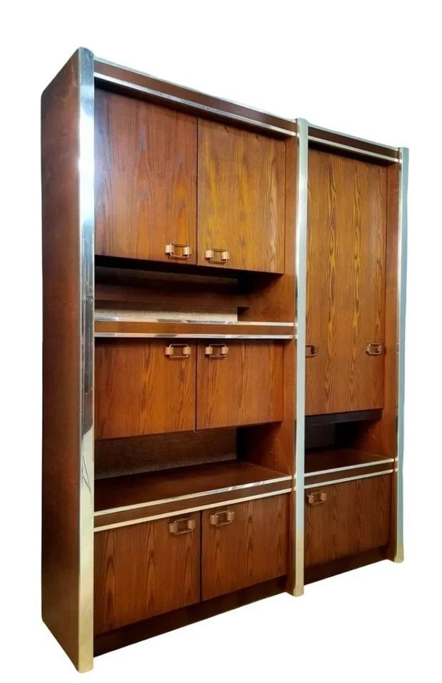 Meuble scandinave en deux modules – Palissandre et métal chromé – Suède « Uppenkamp Wohnmöbel »-photo-7