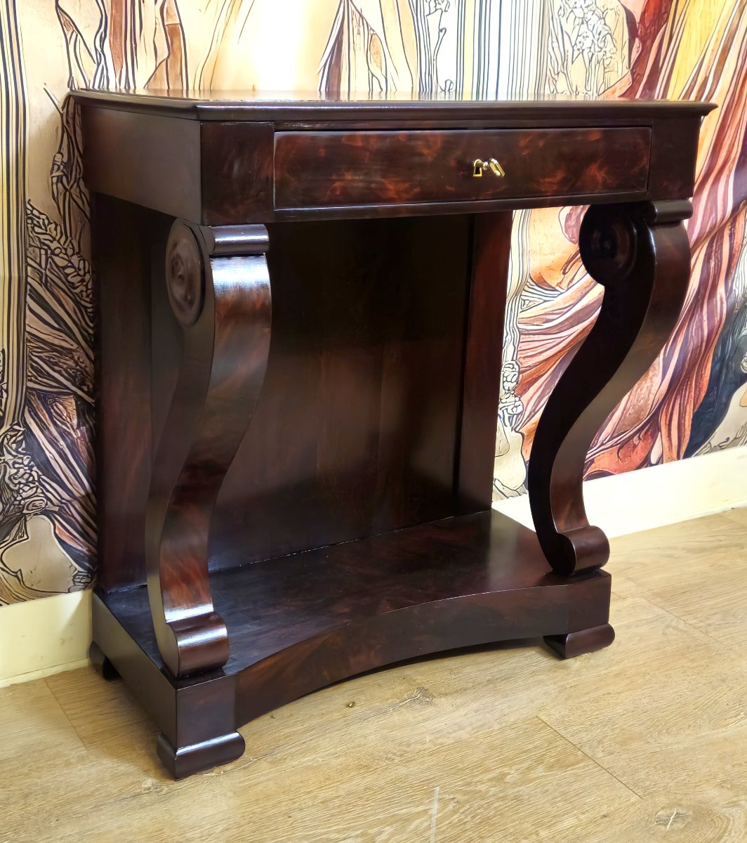 Console époque Empire – Acajou – 1 tiroir - XIXeme siecle -photo-4