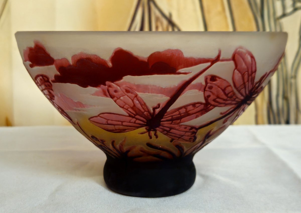 Glass Paste Bowl Decorated With Dragonflies – Art Nouveau Style  -photo-1