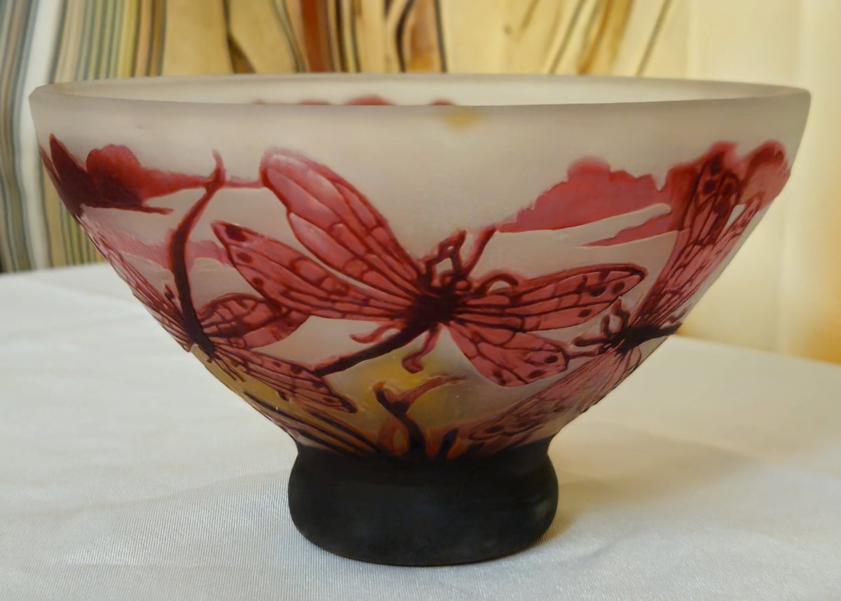 Glass Paste Bowl Decorated With Dragonflies – Art Nouveau Style  -photo-2