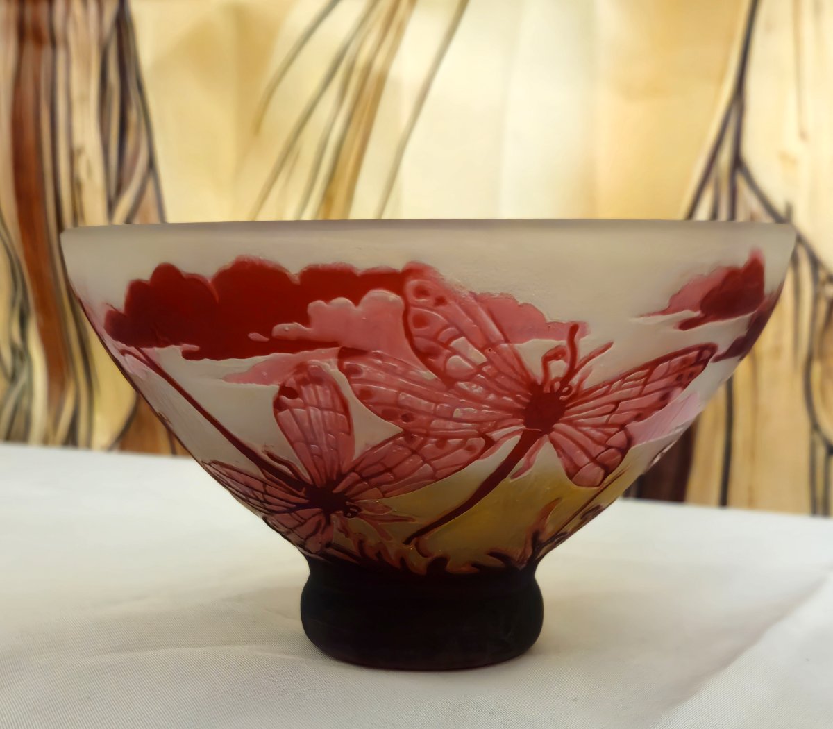 Glass Paste Bowl Decorated With Dragonflies – Art Nouveau Style  -photo-4