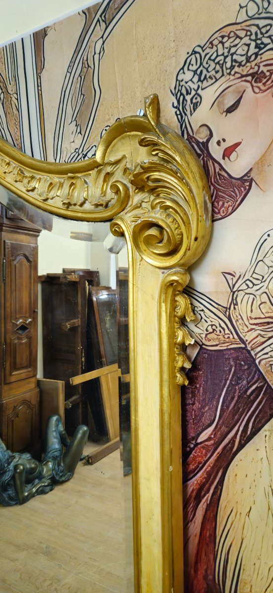 Trés important miroir Louis XV / laqué et doré - XIXe - 209 x 161cm-photo-4