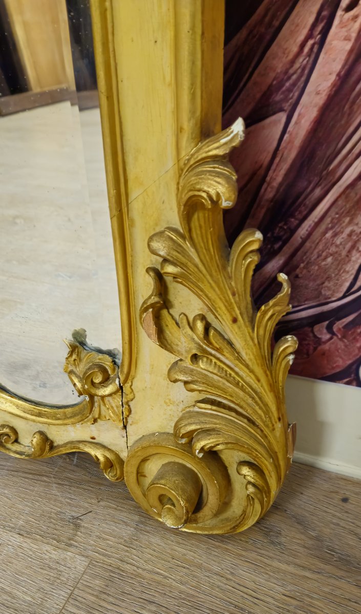 Trés important miroir Louis XV / laqué et doré - XIXe - 209 x 161cm-photo-5