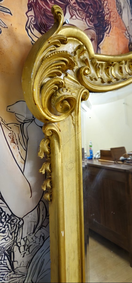 Trés important miroir Louis XV / laqué et doré - XIXe - 209 x 161cm-photo-7