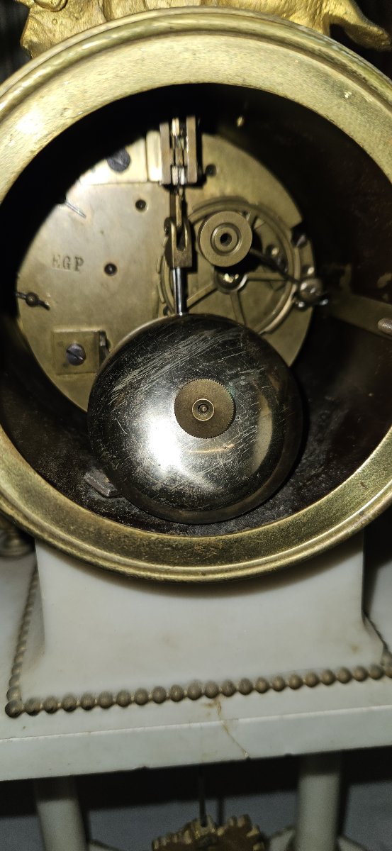 Mantel Clock And Candlesticks – Marble And Gilt Bronze – Louis XVI Style-photo-7