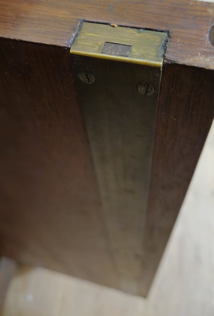 Empire-style Sideboard In Mottled Mahogany With Bronze Mounts – Black Marble Top – 19th Century –-photo-4