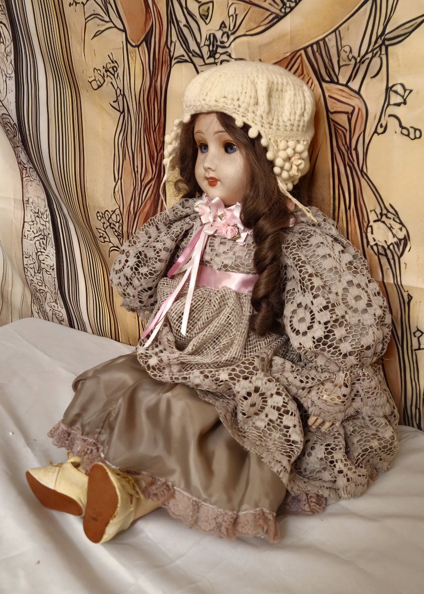 Grande poupée ancienne UNIS France 301 – tête porcelaine – vers 1930 – yeux dormeurs – 73 cm – -photo-2