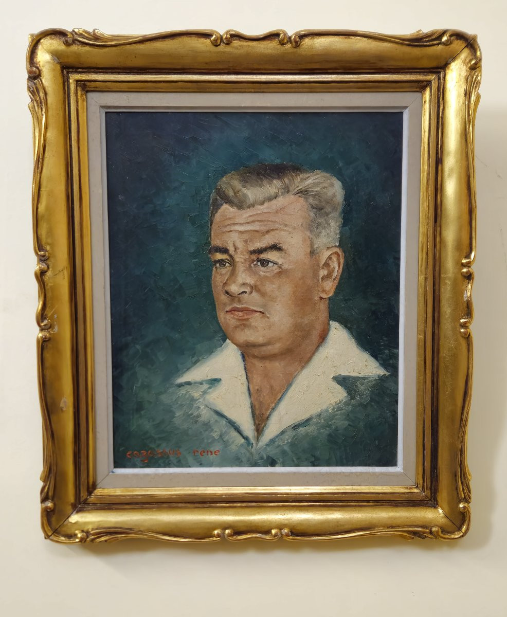 Portrait ancien d'homme – Huile sur toile signée René Cazassus – -photo-6