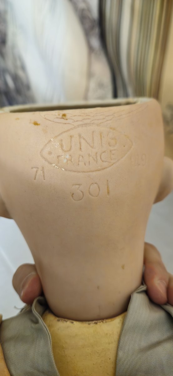Grande poupée ancienne UNIS France 301 – tête porcelaine – vers 1930 – yeux dormeurs – 68 cm – -photo-6