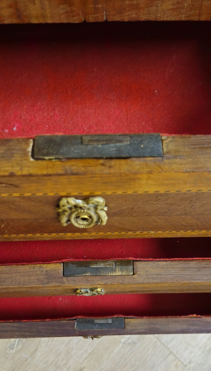 Antique Louis XV Style Marquetry Secretary Desk – Marble Top-photo-4