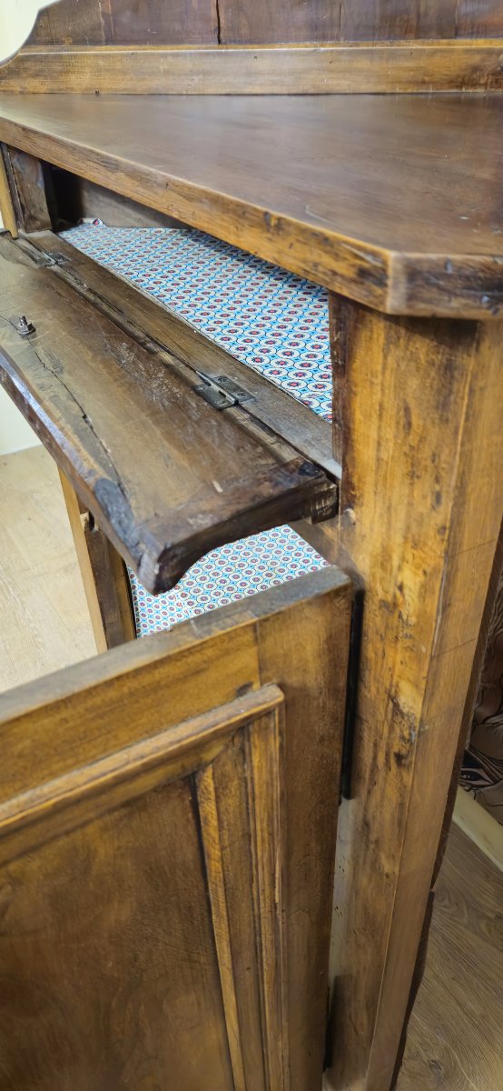 Louis Philippe Corner Buffet In Solid Walnut With Upper Section – Rustic Piece Of Furniture – 19th Century -photo-4